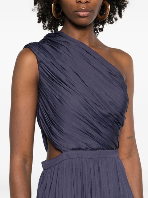 Maje one-shoulder pleated midi dress - Blue