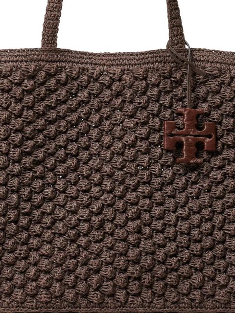 Tory Burch large Ella hand-crocheted popcorn tote bag - Brown