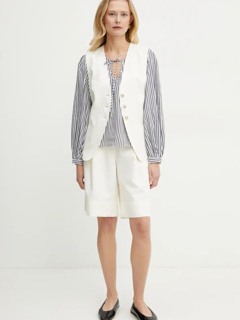 Marella bluzka z domieszką lnu ADDA damska kolor granatowy wzorzysta 2513111044200