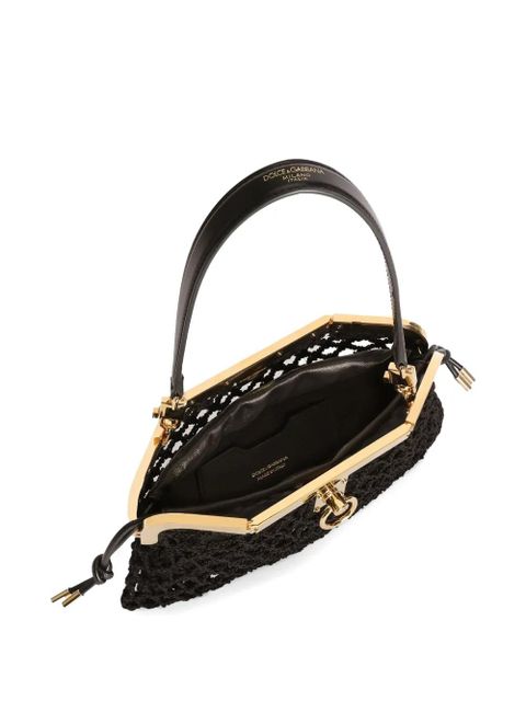 Dolce & Gabbana Amanda handbag in mesh and palmellato calfskin - Black