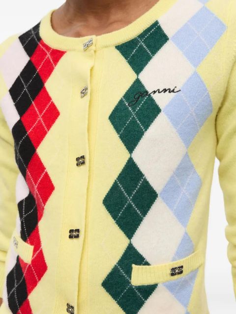 GANNI argyle-pattern cardigan - Yellow