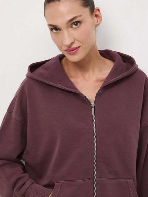 Medicine bluza bawełniana damska kolor fioletowy z kapturem gładka - zdjęcie produktu nr 1