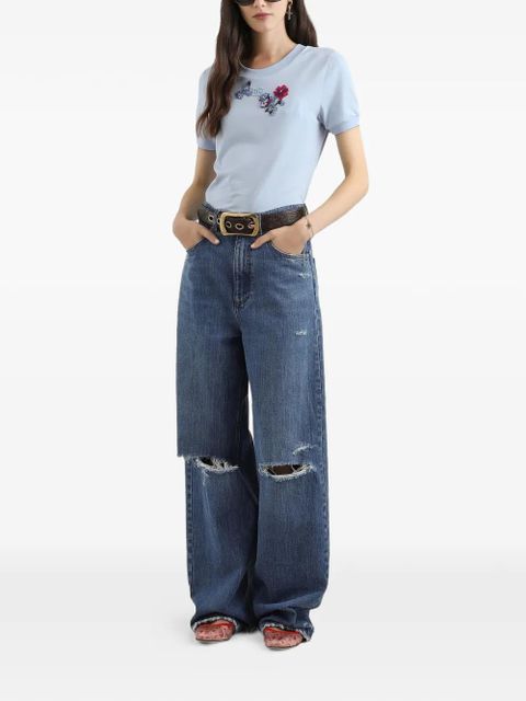 Dolce & Gabbana floral-detail T-shirt - Blue - zdjęcie produktu nr 2