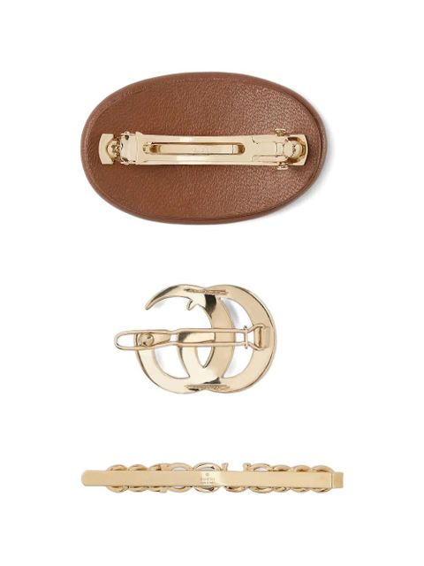 Gucci gg leather hair clip (set of two) - Brown - zdjęcie produktu nr 2