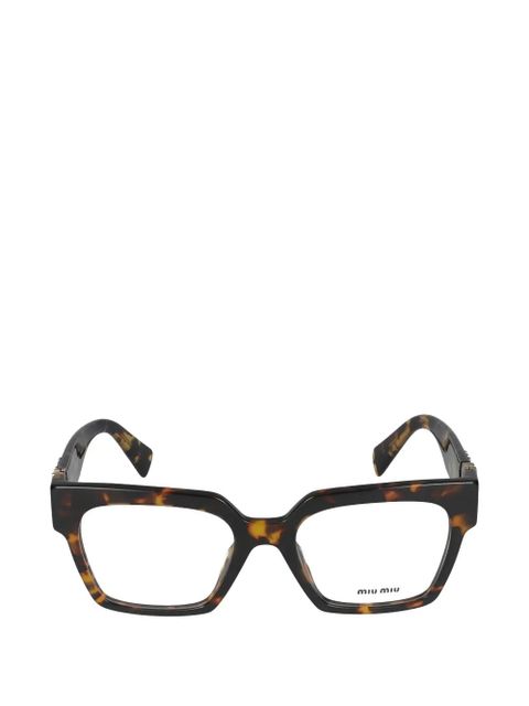 Miu Miu Eyewear tortoiseshell-effect logo-plaque glasses - Brown - zdjęcie produktu nr 1