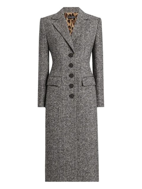 Dolce & Gabbana herringbone buttoned coat - Grey - zdjęcie produktu nr 1
