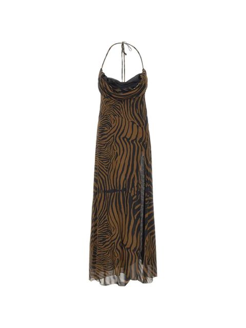 Blumarine zebra-print draped maxi dress - Brown - zdjęcie produktu nr 1