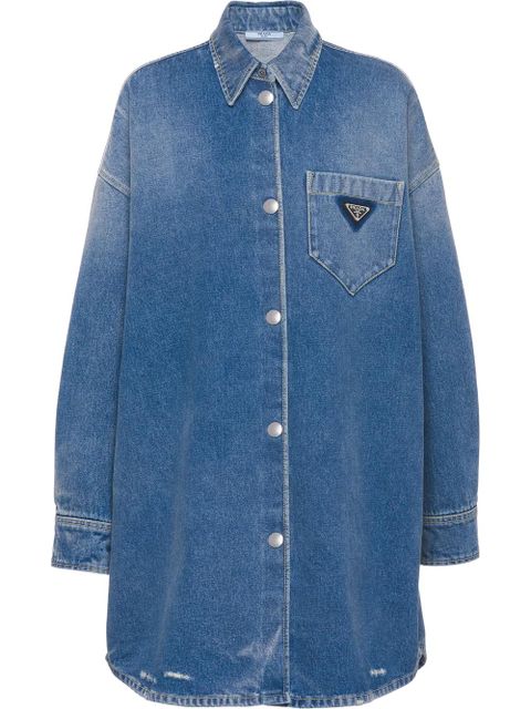 Prada triangle-logo denim shirt - Blue - zdjęcie produktu nr 1