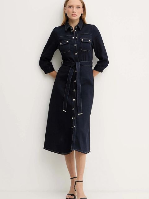 Morgan sukienka jeansowa kolor granatowy midi rozkloszowana RJEANA - zdjęcie produktu nr 2