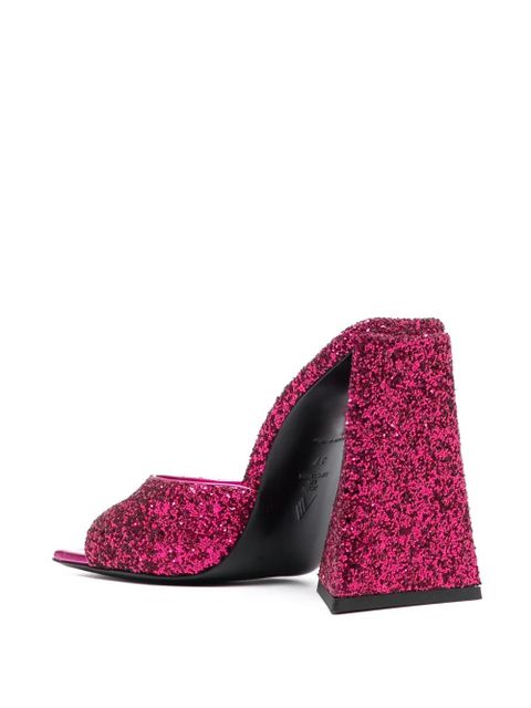 The Attico Devon 115mm glitter mules - Pink