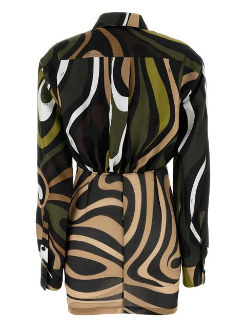 PUCCI abstract print cinched shirt dress - Green - zdjęcie produktu nr 2