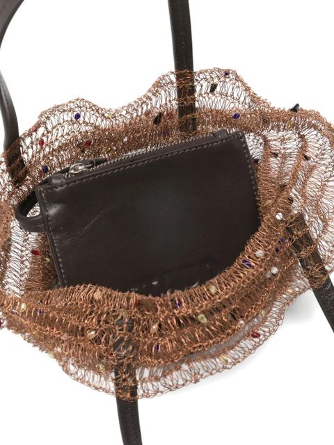 STAUD Jewel beaded tote bag - Brown