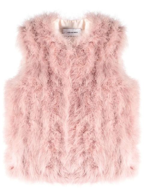 Yves Salomon feather-embellished gilet - Pink - zdjęcie produktu nr 1