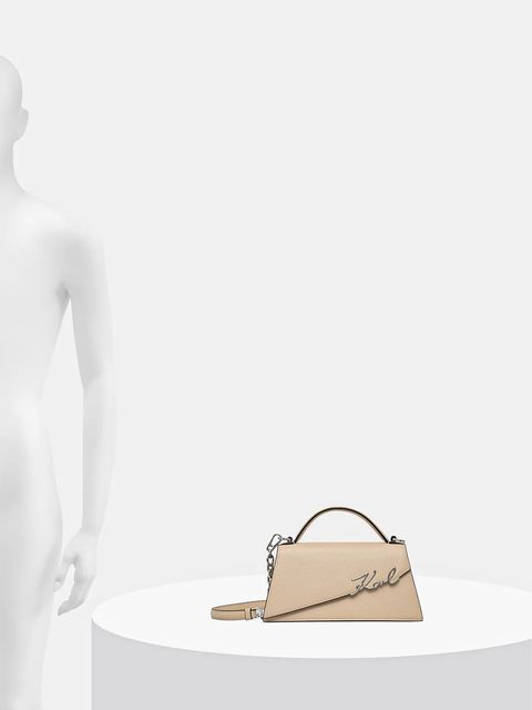 Karl Lagerfeld torebka skórzana K/SIGNATURE kolor beżowy A1W30458