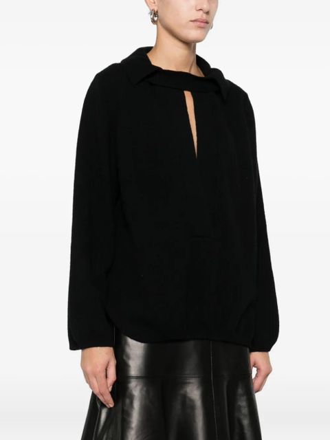 SOLOTRE polo-collar sweater - Black