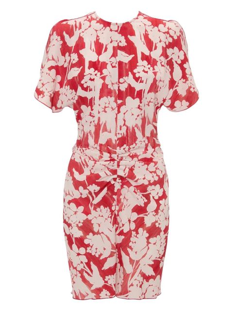 Victoria Beckham floral-print gathered mini dress - White