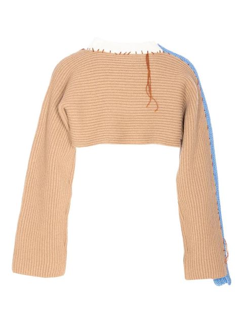 Marni asymmetrical knitted crop sweater - Neutrals - zdjęcie produktu nr 2