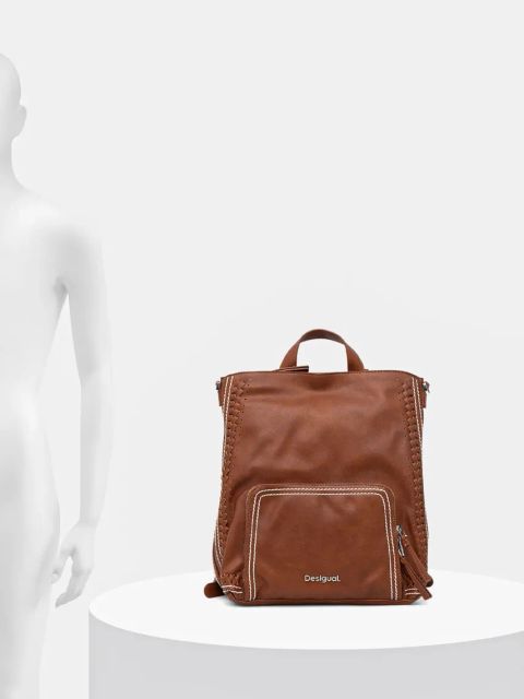Desigual plecak TRAMA PRETORIA damski kolor brązowy mały gładki 25SAKP21