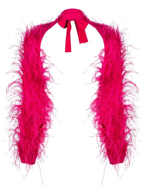 Cult Gaia tie-neck long-sleeved feather jacket - Pink - zdjęcie produktu nr 2