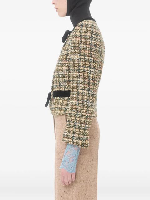 Valentino Garavani bow-belt tweed jacket - Green
