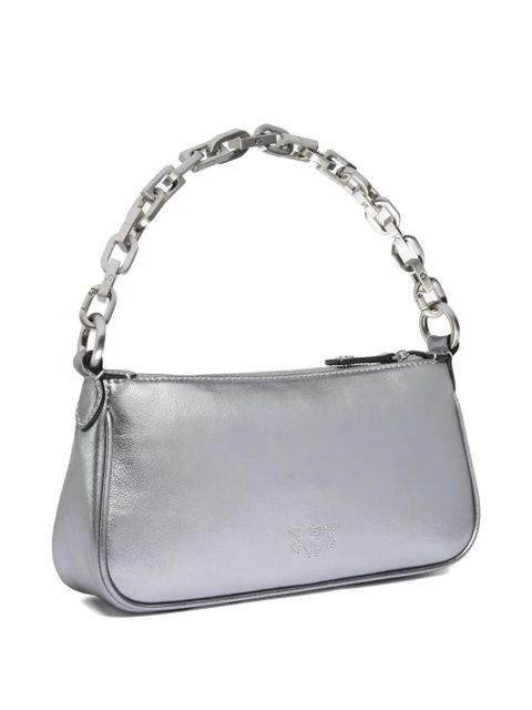 PINKO chain-link metallic leather shoulder bag - Silver - zdjęcie produktu nr 2