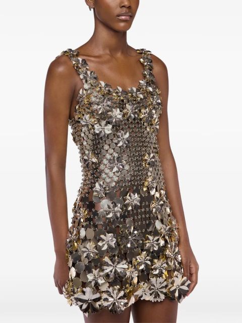 Rabanne flower-appliqué mini dress - Gold