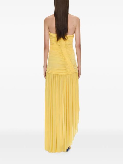 Christopher Esber Arced Orion strapless ruched asymmetric dress - Yellow