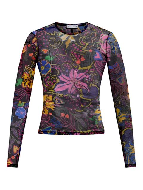 AREA hotfix printed tulle top - Black - zdjęcie produktu nr 1