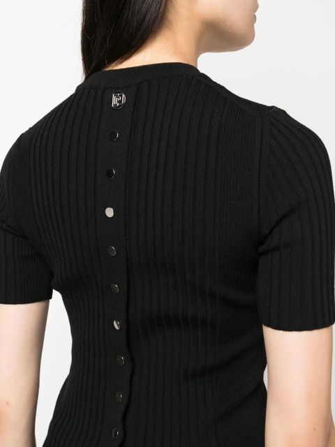 Rabanne ribbed-knit wool-blend top - Black