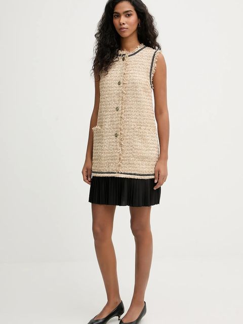 Karl Lagerfeld sukienka z domieszką wełny kolor beżowy mini prosta B1W13008 - zdjęcie produktu nr 2