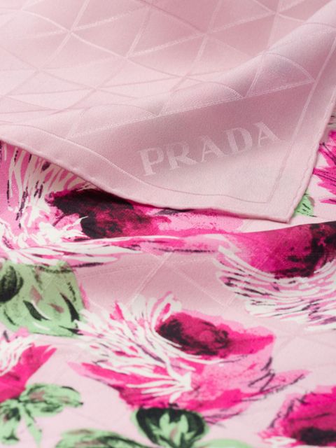 Prada crepe-de-chine jacquard scarf - Pink