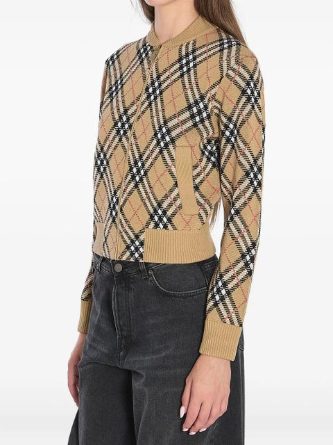 Burberry checked zip-up cardigan - Brown
