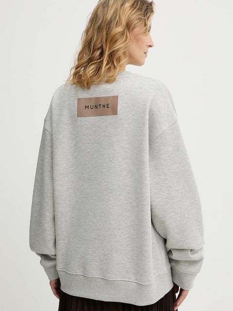 MUNTHE bluza ROULA damska kolor szary z nadrukiem 254113025466