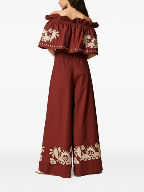 TWINSET floral-embroidered palazzo pants