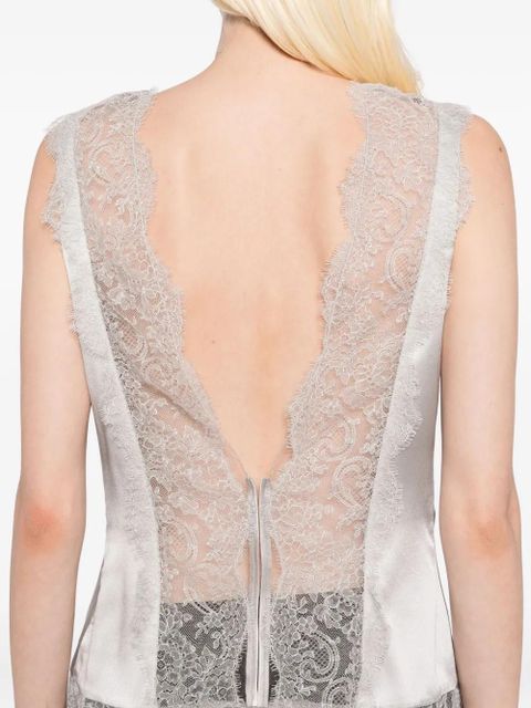 TOM FORD lace-trimmed sleeveless top - Silver