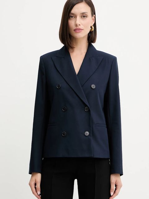 Weekend Max Mara marynarka bawełniana TAPPETO kolor granatowy dwurzędowa gładka 2525046061600 - zdjęcie produktu nr 1