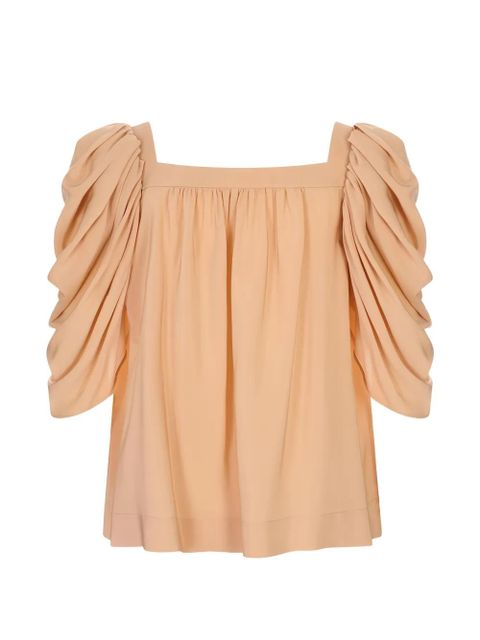 Chloé gathered puff-sleeve blouse - Neutrals - zdjęcie produktu nr 2