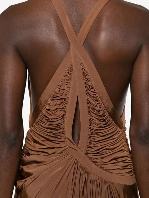 Christopher Esber ruched V-neck mini dress - Brown