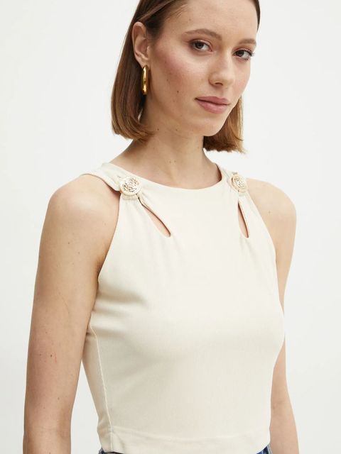 Guess bluzka damska kolor beżowy z aplikacją W5RP13 KAQL2