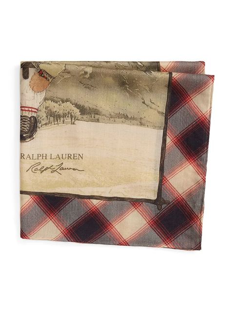 Polo Ralph Lauren chusta z wełną damski kolor beżowy wzorzysty 455P04665