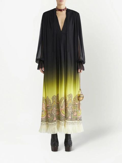 ETRO gradient effect paisley-print silk dress - Black