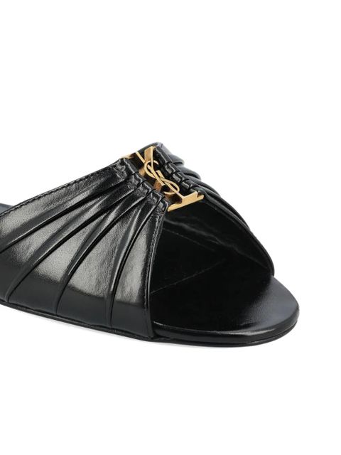 Saint Laurent Babylone ruched logo sandals - Black