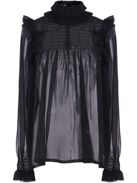 Saint Laurent semi-sheer crepe blouse - Black - zdjęcie produktu nr 1