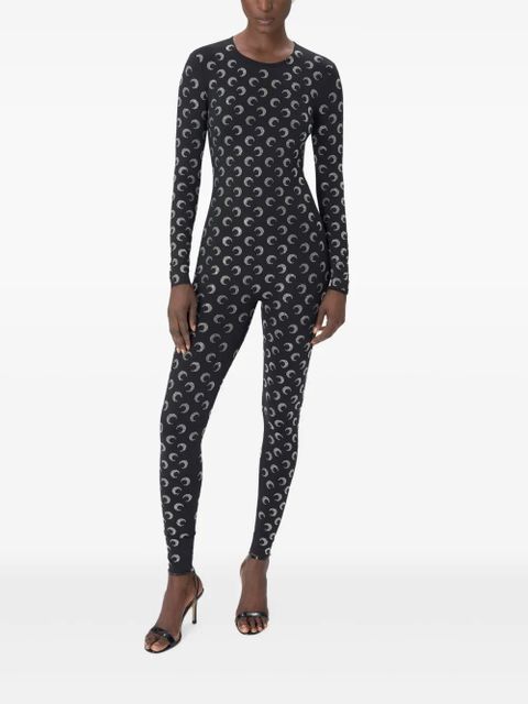 Marine Serre Moon-pattern jersey jumpsuit - Black - zdjęcie produktu nr 1