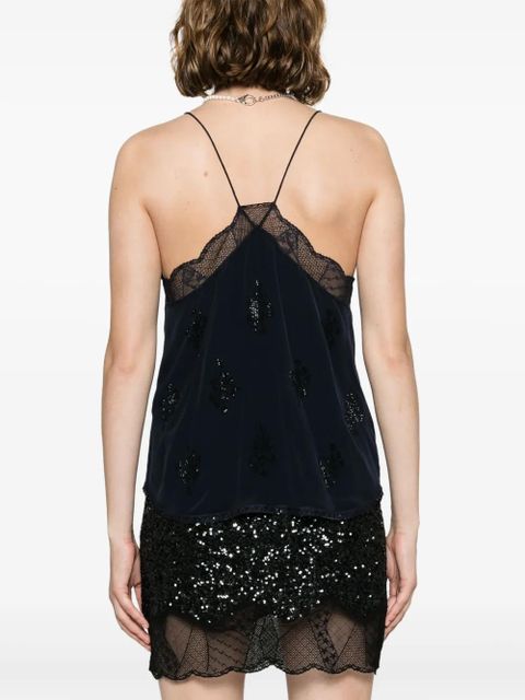 Zadig&Voltaire Christy rhinestone-embellished silk top - Blue