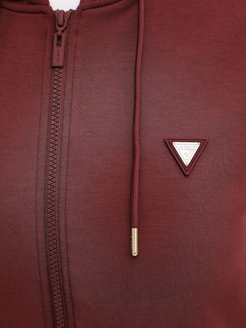 Guess bluza OLYMPE damska kolor bordowy z kapturem gładka V4YQ06 KCAY2