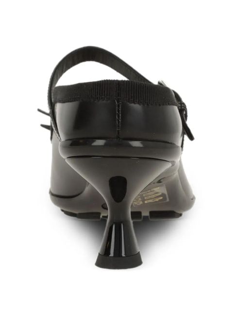 Simone Rocha 60mm bow strap leather pumps - Black