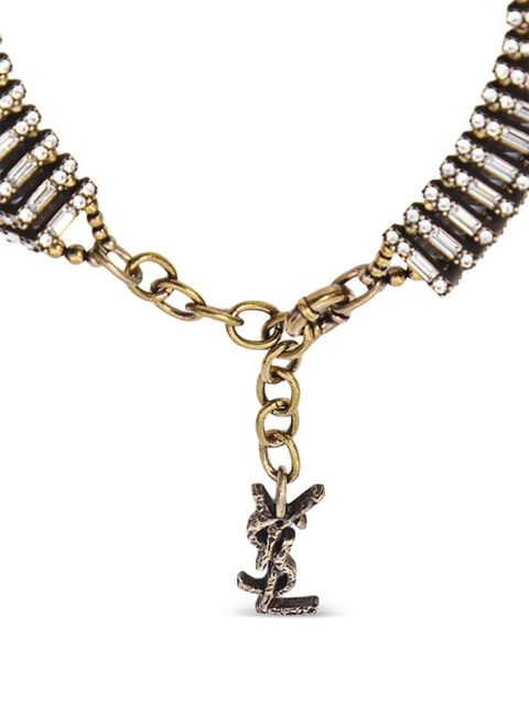 Saint Laurent pyramid crystal-embellished necklace - Gold - zdjęcie produktu nr 2