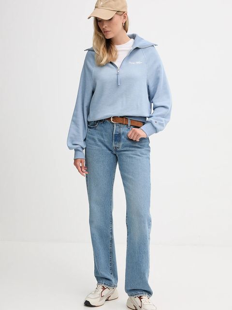 Tommy Hilfiger bluza damska kolor niebieski gładka WW0WW46632 - zdjęcie produktu nr 2