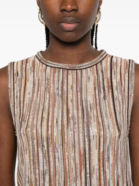 Missoni striped embellished top - Neutrals